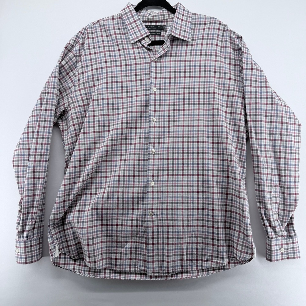 The‎ Mens Store Bloomingdales Egyptian Cotton Plaid Button Down Shirt Mens XL